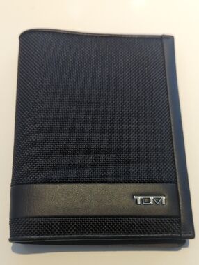 Tumi Alpha SLG Black Passport Cover Wallet - New